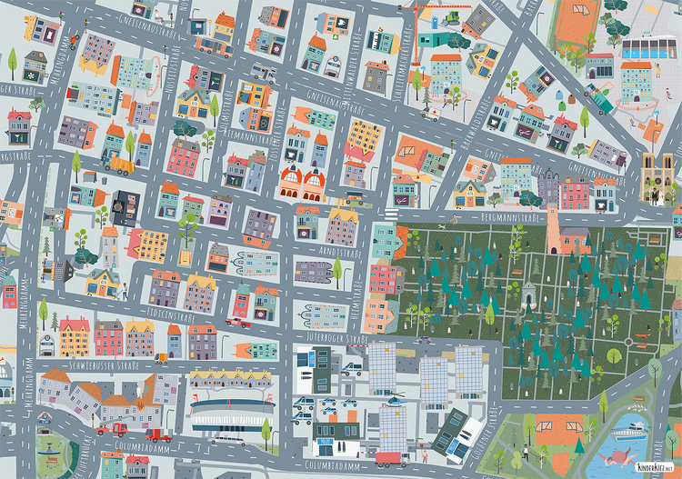 Berlin Bergmannkiez Spielteppich L 200x140cm